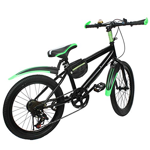 Bicicleta de montaña infantil de 20 pulgadas para niños y niñas, sistema de freno de disco doble, de acero al carbono (verde)