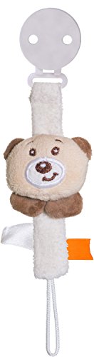 Bieco 02014004 - Cadena para chupete de peluche con osito marrón, aprox. 22 cm de largo