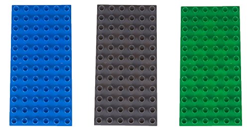 Big Briks - Pack de 12 Bases para Construir - Compatible con Todas Las Grandes Marcas - Tacos Grandes - 19,05 x 9,53 cm - Azul, Gris y Verde