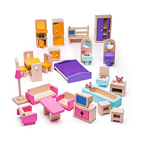 Bigjigs Toys Set de Juego Herencia Set de Muebles de Mu?ecas