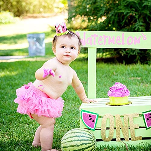 BIIOONES Mini corona de cumpleaños de sandía Uno en un melón Traje de fiesta de cumpleaños Traje de verano de primer cumpleaños Fiesta de cumpleaños de Twotti-frutti