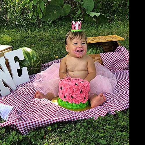 BIIOONES Mini corona de cumpleaños de sandía Uno en un melón Traje de fiesta de cumpleaños Traje de verano de primer cumpleaños Fiesta de cumpleaños de Twotti-frutti