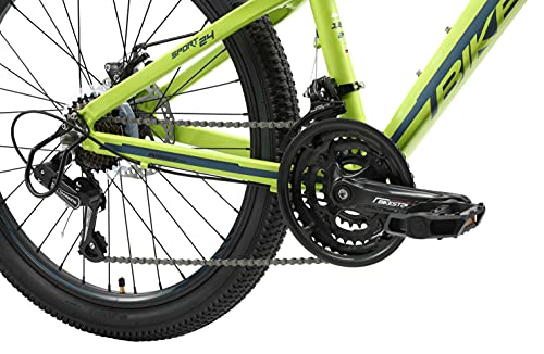 BIKESTAR Bicicleta de montaña Juvenil de Aluminio 24 Pulgadas de 10 a 13 años | Bici niños Cambio Shimano de 21 velocidades, Freno de Disco, Horquilla de suspensión | Verde