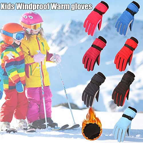 BIKETAFUWY Guantes de esquí para niños de 7 a 16 años, resistentes al viento, impermeables, cálidos, para la nieve