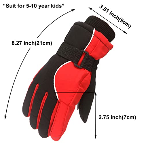 BIKETAFUWY Guantes de esquí para niños, guantes de invierno, guantes cálidos, traje de nieve, guantes de nieve, regalo de cumpleaños para niños de 5 a 10 años