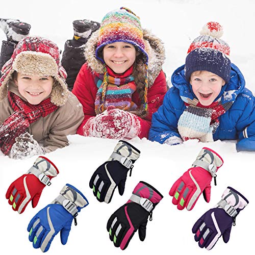 BIKETAFUWY Guantes de invierno para niños, cálidos, de esquí, impermeables, resistentes al viento, cálidos, para niños de 3 a 7 años