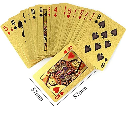 Binjor 3Pcs Tarjetas de póquer de oro euro resistente al agua cartas de juego de plástico PET cartas de póquer para Juego de Fiesta Familiar