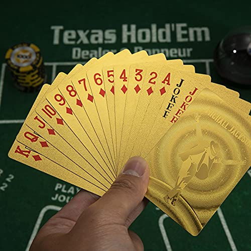 Binjor 3Pcs Tarjetas de póquer de oro euro resistente al agua cartas de juego de plástico PET cartas de póquer para Juego de Fiesta Familiar