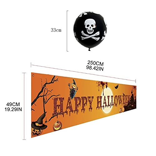 Binjor Halloween-Banner Colgante Fondo Signo Tela Cartel para Interior Intemperie Tienda Bar Artículos Decoración Hogar Puerta Jardín(20 globos de látex )