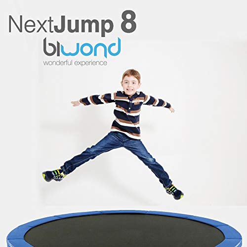 BIWOND Trampolín Cama Elástica NextJump 8 (Diámetro 2.44m, para Niños y Adultos, Red de Seguridad, para Exteriores, Escalera, Laterales Acolchados) – Azul