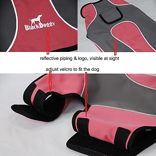 BLACKDOGGY Abrigo Impermeable para Perros Abrigo de Perro con Velcro fácil de Usar cómoda Ropa de Abrigo de Lana de Polo Grande para el Exterior y el Clima frío Vinculante Reflejo Visible en la Noche