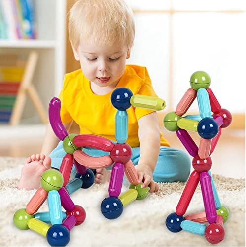 Bloques de construcción magnéticos con Movimiento, Palos y Pelotas de encastre con imanes, Juguete de Desarrollo de Habilidades motoras de Estilo Montessori.