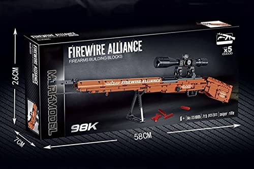 Bloques de Construcción Rifle Francotirador Militar 98K, 715 Piezas Kits de Modelos Armas para Niños y Adultos, Compatible con Pistola Lego A,One Size