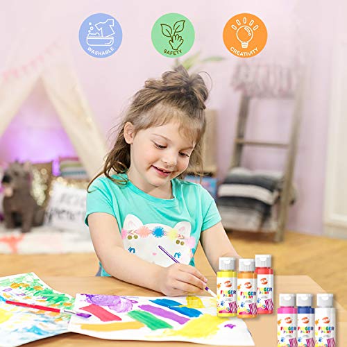 BLOT Pintura de Dedos para Niños Lavable Juego de Pintura para Dedos No Tóxicas con Pincel Esponja Portátil para Niños Infantes Escuela Jardín Aprendizaje Temprano