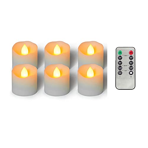 BLTR Realista 6 Piezas CR2450 Batería Velas sin flamadas con Remoto, 120 Horas de Largo año Nuevo año Nuevo Velas de Tiempo for cumpleaños Vela de Estado de ánimo