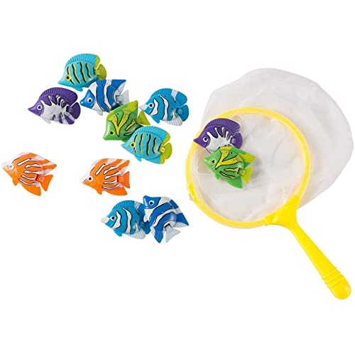 Blue Panda Piscina de Saltos Juguetes Â € “13 Paquete subacuáticas Juguetes para niños, Buceo de Captura de línea, Incluye 1 La Captura de 13 Red de Pesca, Multicolor