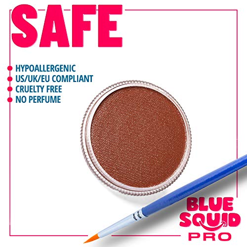 Blue Squid Pintura facial PRO - marrón clásico (30 gm), base de agua profesional para pasteles, maquillaje facial y corporal para adultos, niños y SFX