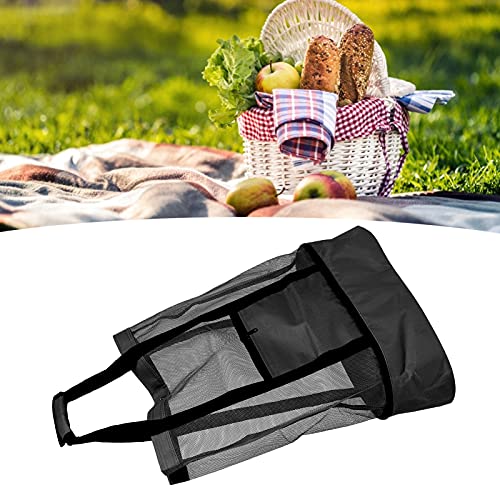 Bolsa de Playa de Malla - Bolsa de Almacenamiento de Alimentos aislada de Alta Capacidad con Cremallera Grande Bolsa de preservación del Calor al Aire Libre para Acampar(Negro)