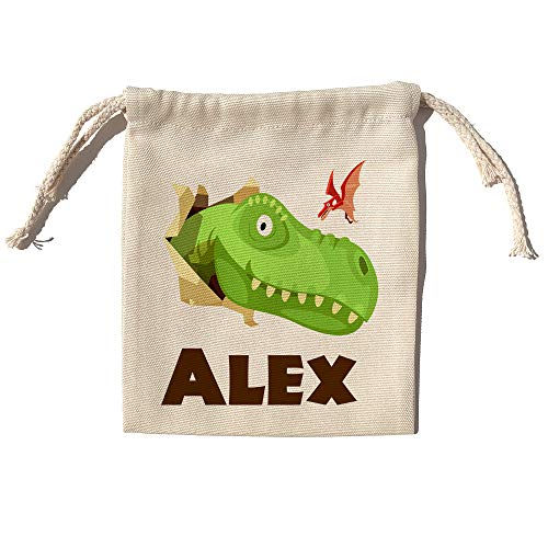 Bolsa merienda niño Personalizada con Nombre. Bolsa de Tela niño o niña para la Vuelta al Cole. Bolsa merienda Infantil Modelo Kids. Varios tamaños. Dinosaurios