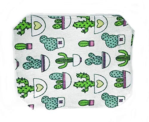 Bolsa para Maquillaje Ligera de Algodón Poliéster con Estampado Divertido de Cactus 19 x 12 x 6.5 cms