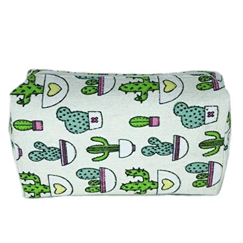 Bolsa para Maquillaje Ligera de Algodón Poliéster con Estampado Divertido de Cactus 19 x 12 x 6.5 cms