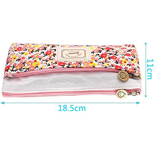 Bolso Estuche de Lápices Floral LLMMZD Neceser Pequeño Cremallera Doble, Multifunción, Apta para Guardar Cosméticos de Oficina, etc.