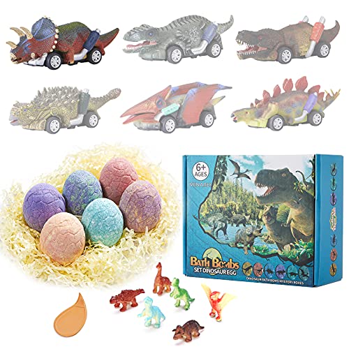 Bombas de Baño para Niños, Venares Dinosaurio Bomba de Baño con Juguetes Sorpresa, Juego de Regalo de Bombas de Baño Divertidas y Relajantes para Cumpleaños de Niñas y Niños