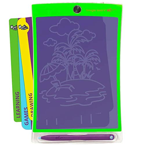 Boogie Board Magic Sketch - Tableta de escritura LCD a color + 4 lápices diferentes y 18 plantillas para dibujar, escribir y rastrear eWriter a partir de 3 años.