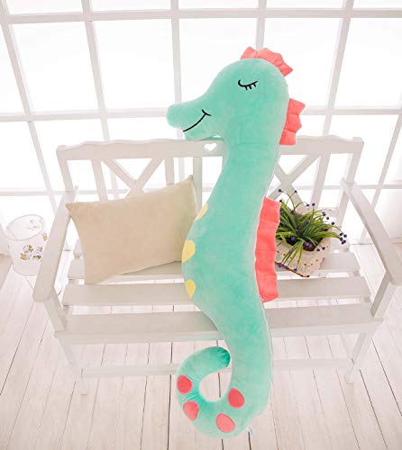 Boosns Caballito de Mar de Peluche Juguetes de Los Niños (Verde, 60cm)