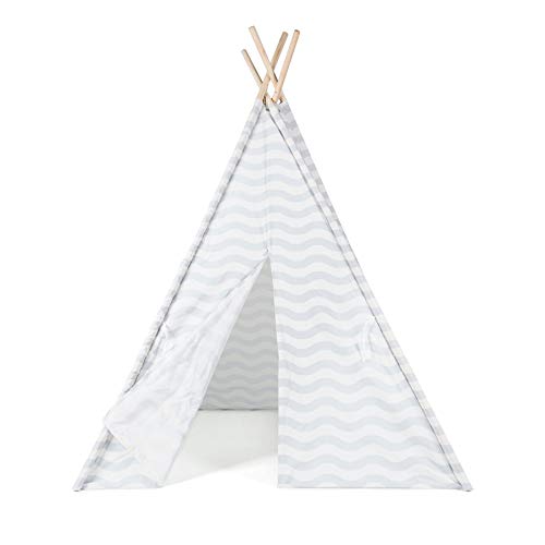 boppi® Tipi Sleepover tienda de campaña para niños grande al aire libre/interior Tipi tiendas de campaña de madera indio Wigwam niños Playhouse niñas niños (gris y blanco)