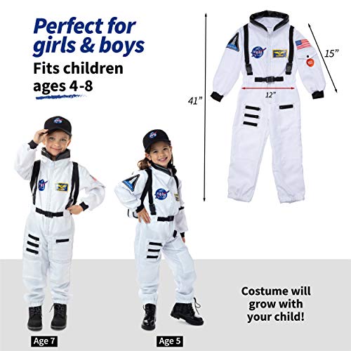 Born Toys Disfraz De Astronauta De Lujo Premium para Niños De 3 A 7 Años con Bolsa Y Sombrero De La NASA Blanco