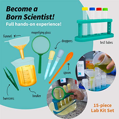 Born Toys Disfraz de científico Completo para niños de Entre 5 y 10 años con Kit para experimentos científicos y Gafas de Laboratorio