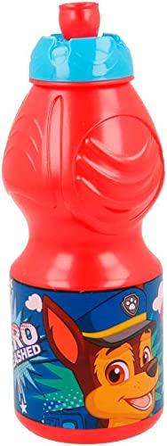 Botella de Agua Infantil con cierre antifugas | Reutilizable para niños con tapón anti goteo - Libre de BPA - 400 ML , con los personajes de sus series favoritas. (PATRULLA CANINA)