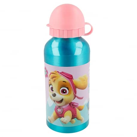 Botella de aluminio para niños, 400 ml, con boquilla retráctil (Paw Patrol Bimba)