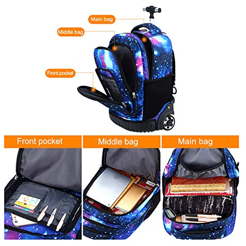 BOZONLI Bolsas Escolares Mochilas Escolares con Ruedas, Mochila Trolley Mochila Ruedas Equipaje Infantil niños Cabina de Equipaje Maleta Trolley para Niñas y Niños