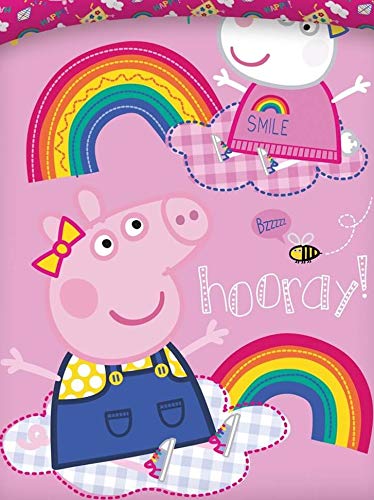 BrandMac Peppa Pig Bed Linen - Peluche (135 x 200 cm, 80 x 80 cm), diseño de peppa Pig