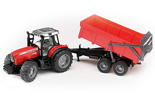 BRUDER - Tractor Massey Ferguson 7480 con remolque - Escala 1:16 - 02045