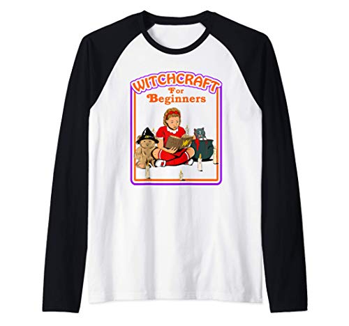 Brujería para principiantes Divertido Sarcástico Retro Camiseta Manga Raglan