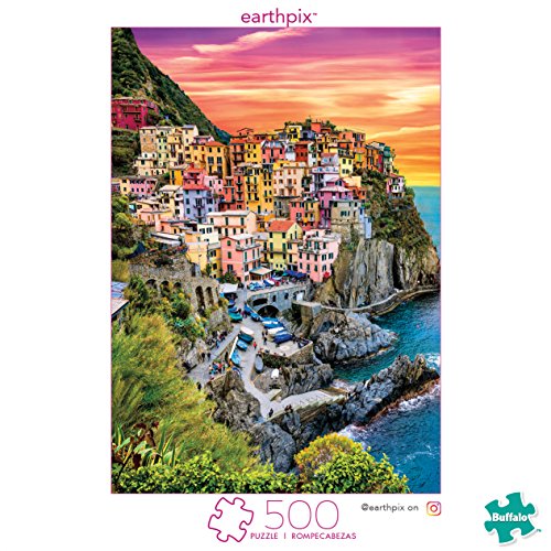 Buffalo Games - Earthpix - Cinque Terre Sunset - Rompecabezas de 500 piezas, multicolor, 21.25 pulgadas de largo x 15 pulgadas de ancho