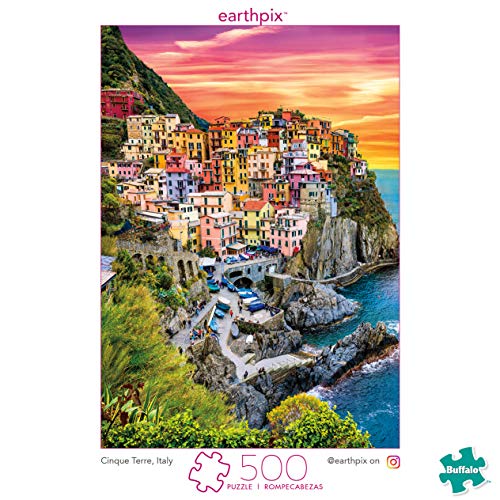 Buffalo Games - Earthpix - Cinque Terre Sunset - Rompecabezas de 500 piezas, multicolor, 21.25 pulgadas de largo x 15 pulgadas de ancho