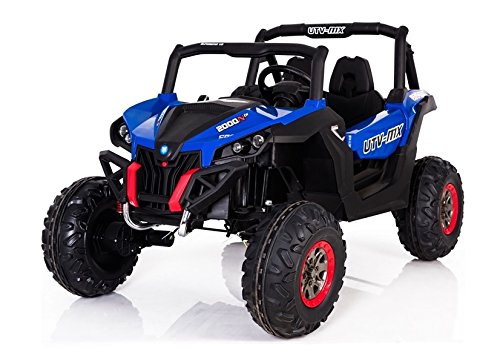 Buggy BATERIA Infantil, 2 PLAZAS, 4 Motores, Azul, Mando RC