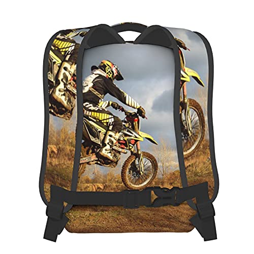 BYETWIK Mochilas Escolares Niños Niñas, Mochilas Hombre Mujer, Casual Deporte Playa Viaje Compras Bolsa Escolar, Mochilas Escolares Piloto de motocross en su bici de la suciedad