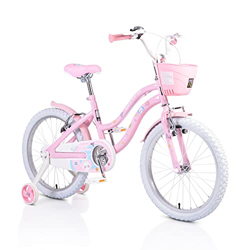 Byox 20 Pulgadas 2083 Bicicleta Niño Ruedas de Apoyo de Marco de Metal Rosa, Cesta Delantera, Campana