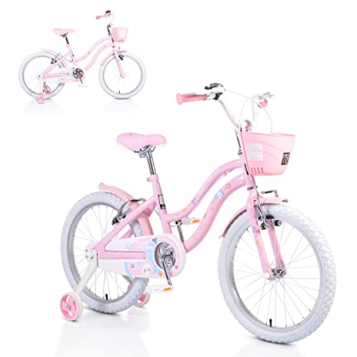 Byox 20 Pulgadas 2083 Bicicleta Niño Ruedas de Apoyo de Marco de Metal Rosa, Cesta Delantera, Campana