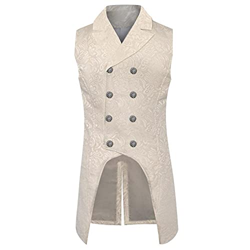 BYYDYSRFLO Steampunk Gótico Medieval Renacimiento Chaqueta Carnaval Halloween Ball Vestidos Chaleco Chaleco Blanco XL