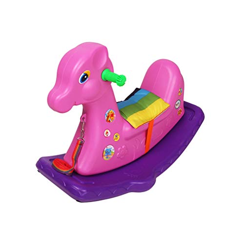 Caballo de oscilación plástico ensanchó el Suelo de plástico Cubierta Silla Mecedora for Niños Pequeños de Troya con Cojines Xuan - Worth Having (Color : Purple)