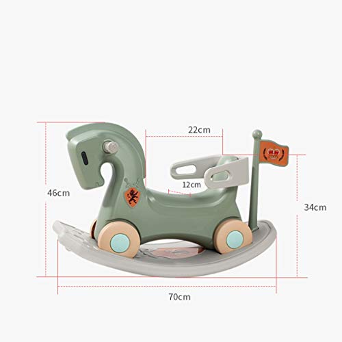 Caballo mecedora LINGZHIGAN Juguetes for bebés de Doble Uso-Nido Regalos de los niños pequeños de Troya del Asiento del Scooter (Color : Green)