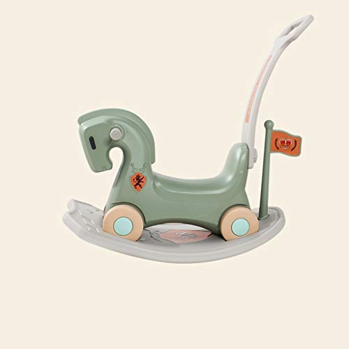 Caballo mecedora LINGZHIGAN Juguetes for bebés de Doble Uso-Nido Regalos de los niños pequeños de Troya del Asiento del Scooter (Color : Green)