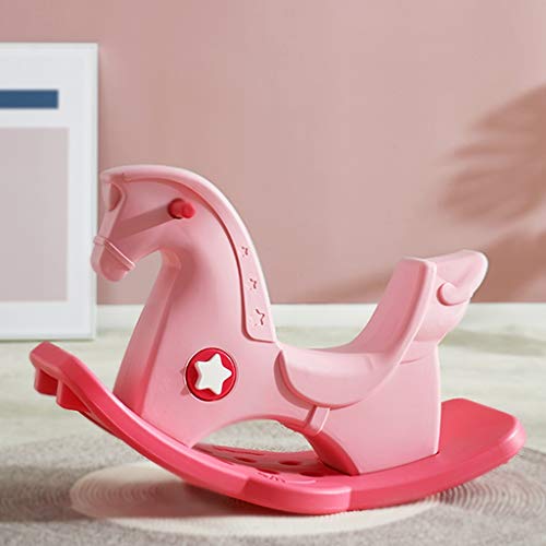 Caballo mecedora LINGZHIGAN Regalo de la Mecedora Caballo de Troya de Juguete de plástico de bebé bebé Gran año for niños (Color : Pink)