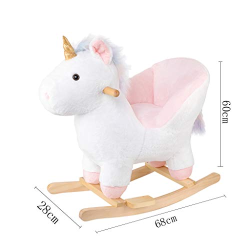 Caballo mecedora LINGZHIGAN Troya de Peluche de Juguete for niños Baby Gift Silla de Madera Maciza Espesado Música